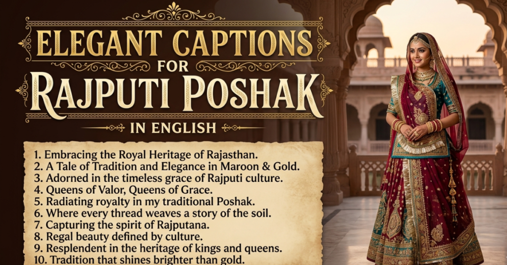 Elegant Captions for Rajputi Poshak in English